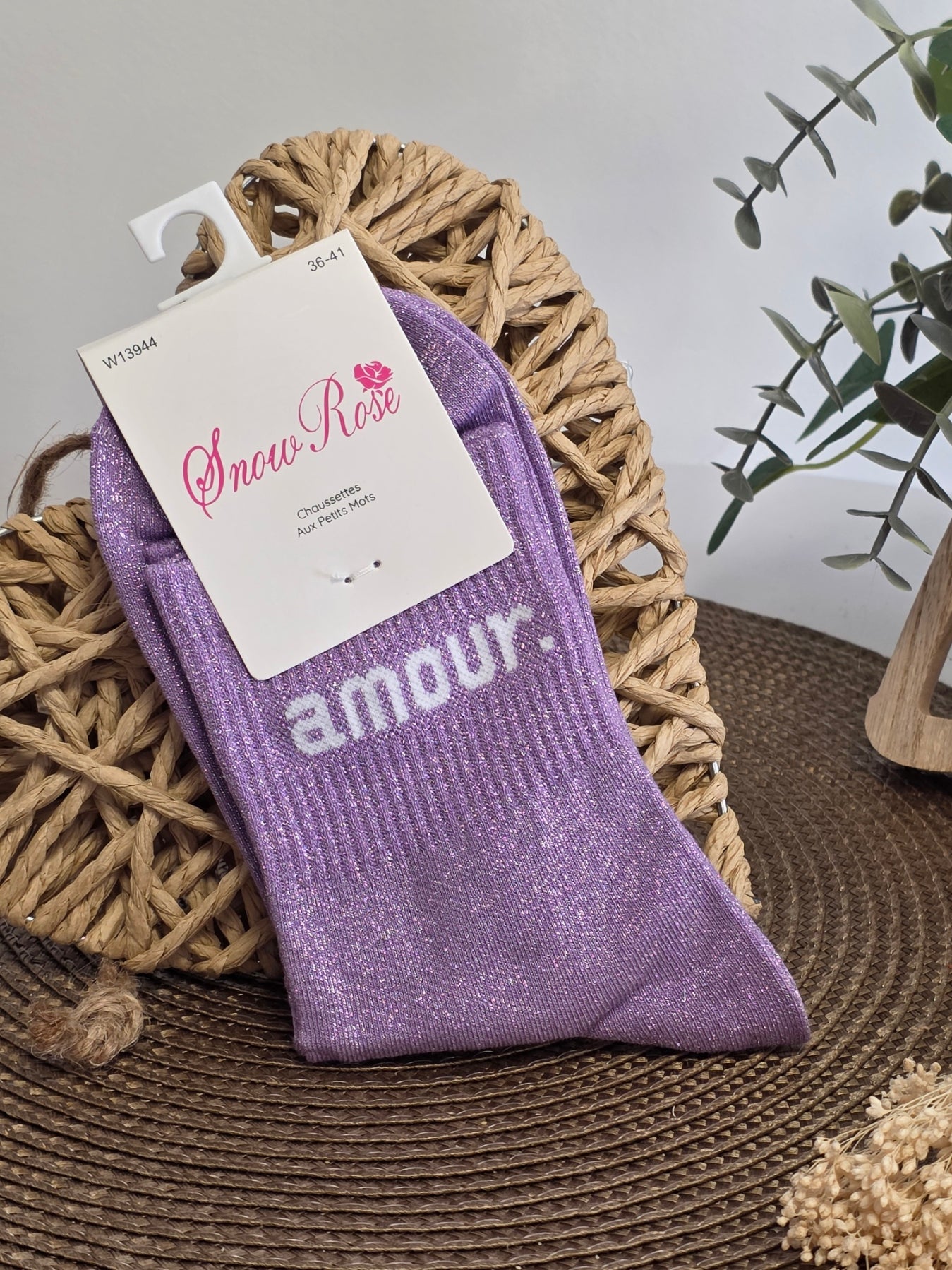 LOVE - Purple Sequin Sock