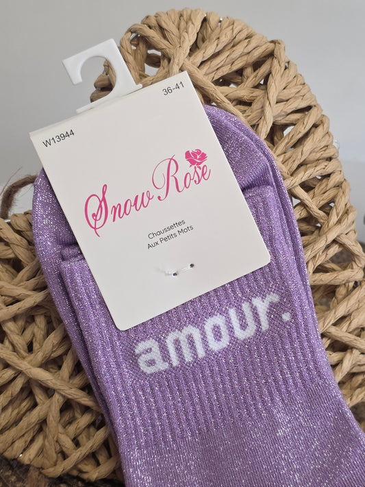 LOVE - Purple Sequin Sock