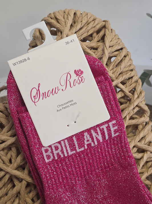 BRILLANTE - Chaussette à Paillette Fuchsia