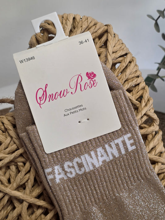 FASCINANTE - Chaussette à Paillette Taupe