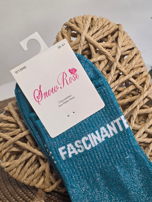 FASCINANTE - Chaussette à Paillette Bleu Canard