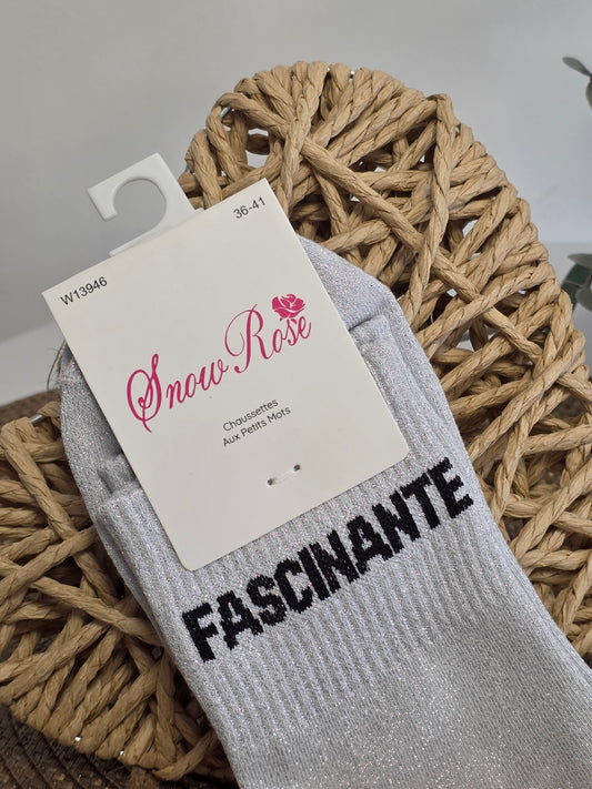 FASCINANTE - Chaussette à Paillette Gris Clair