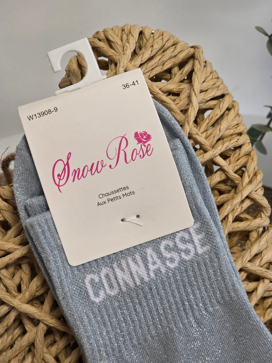 CONNASSE - Chaussette à Paillette Gris Bleuté