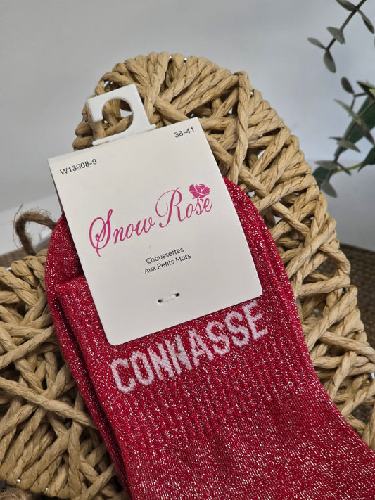CONNASSE - Chaussette à Paillette Rouge