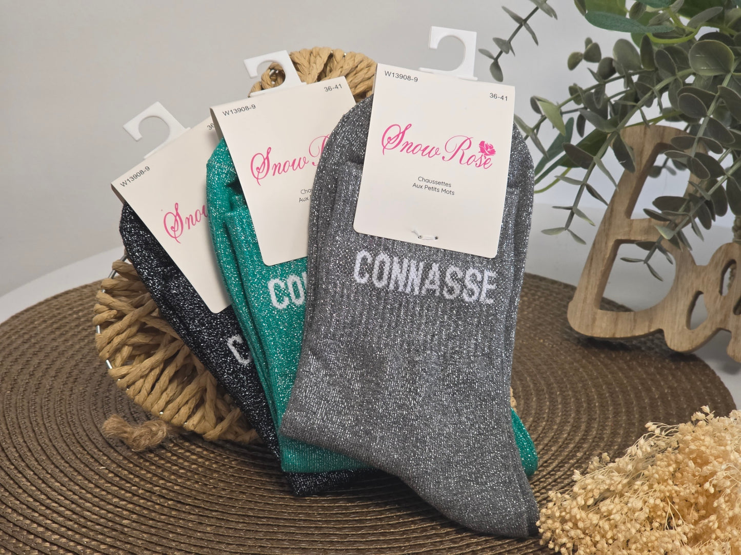 CONNASSE - Chaussette à Paillette Gris Foncé