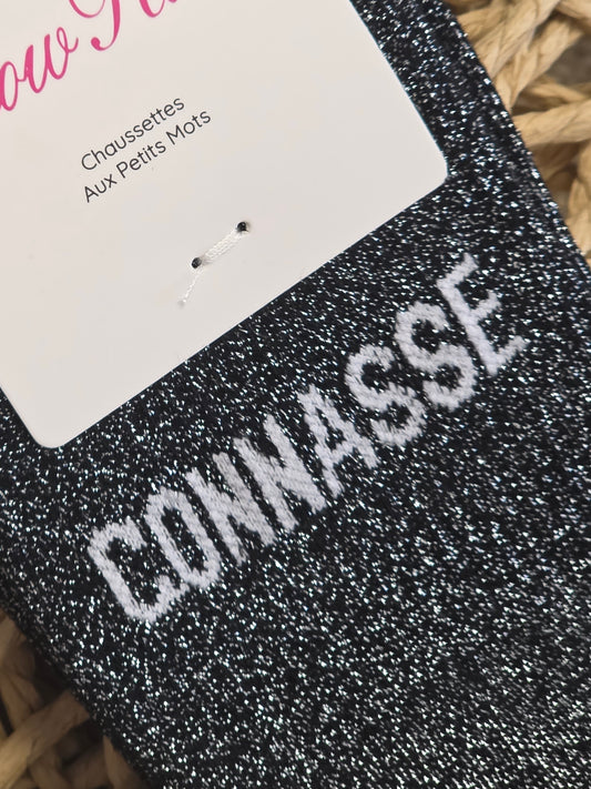 CONNASSE - Chaussette à Paillette Noir