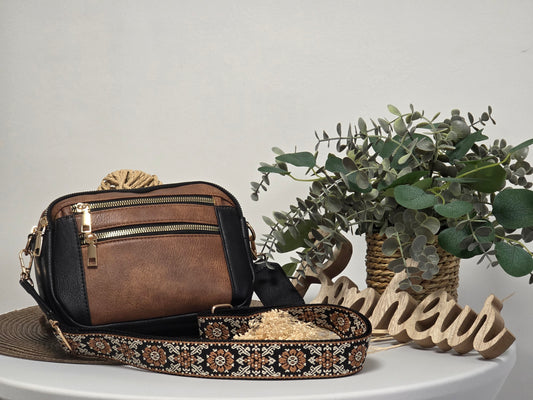 Sac Sofia Noir et Camel