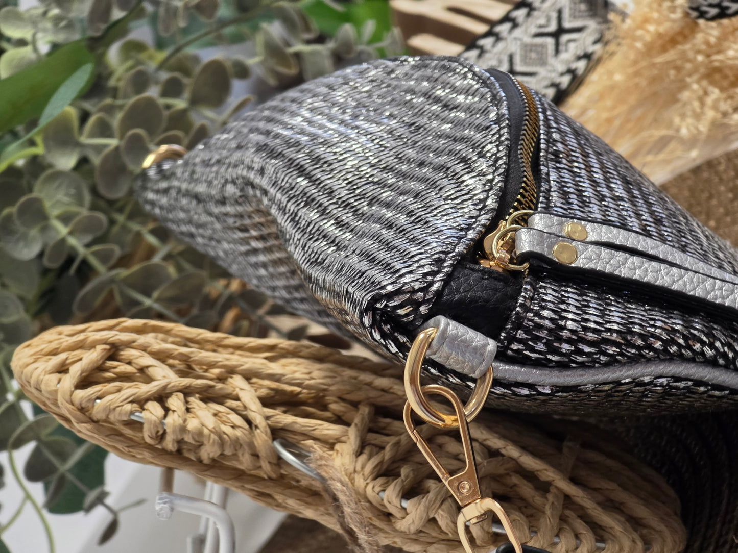 Elyse Black Silver Fanny Pack