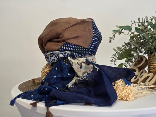 Foulard Femme Automne Hiver Bleu Maronné