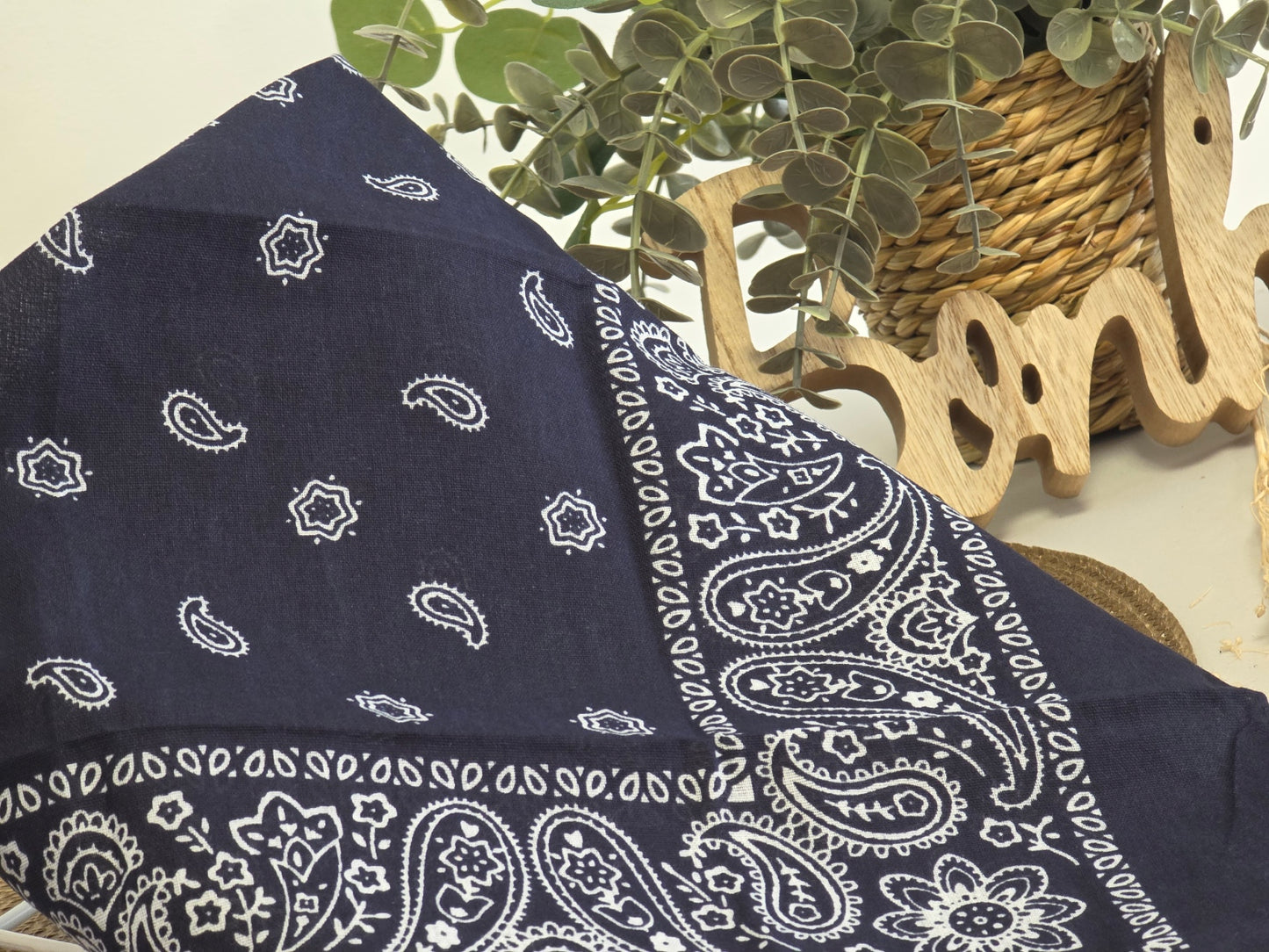 Navy Blue Printed Bandana