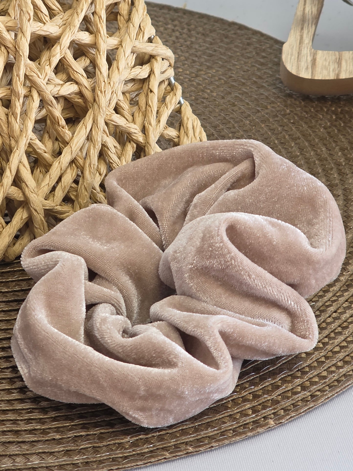 Chouchou en Velours Beige