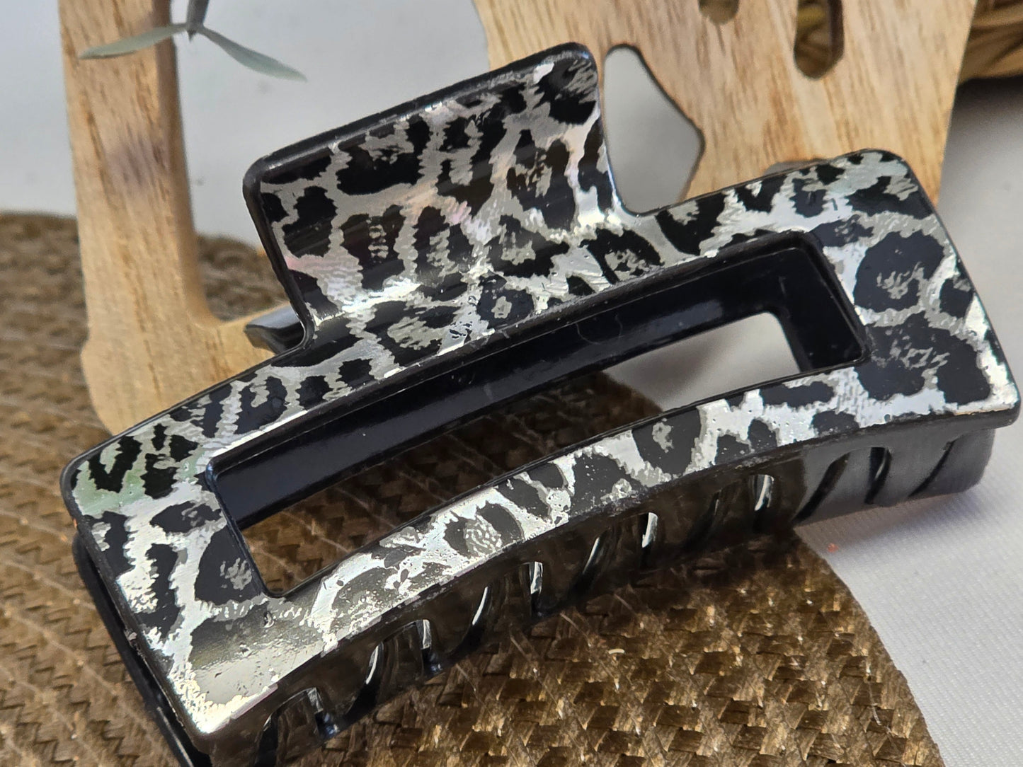 Pince à Cheveux Skincard Argenté Léopard