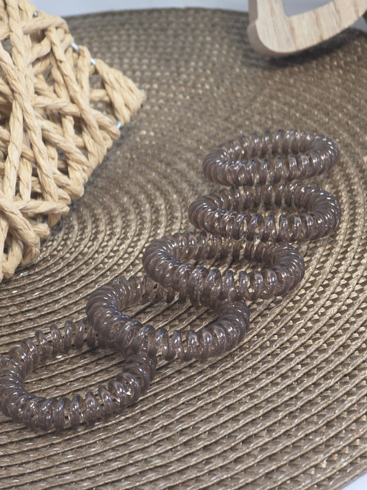 Les Elastiques Spirales - Lots de 5 Elastiques Marron Transparent