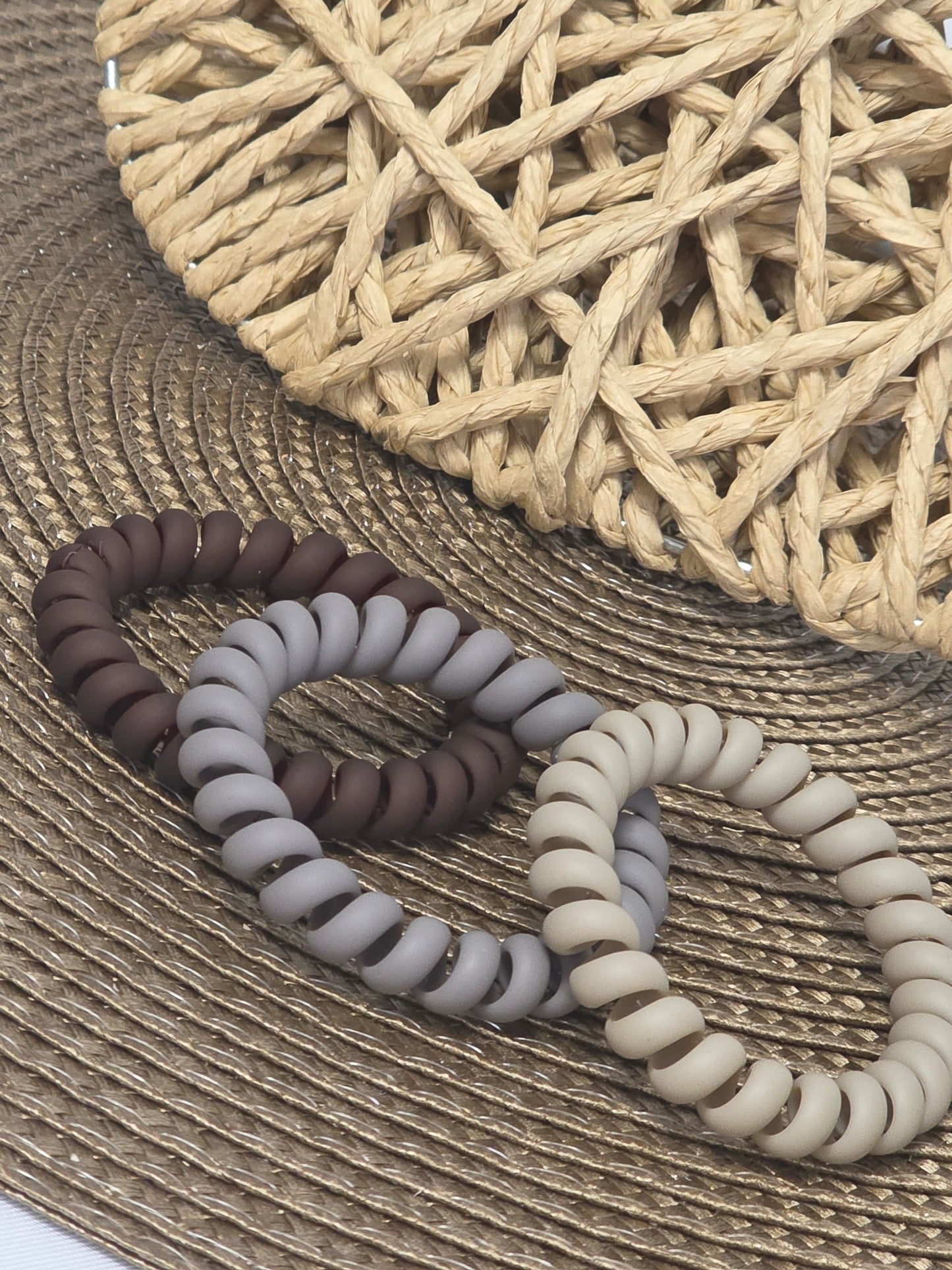 Les Elastiques Spirales - Lots de 3 Elastiques Marron Violine Beige