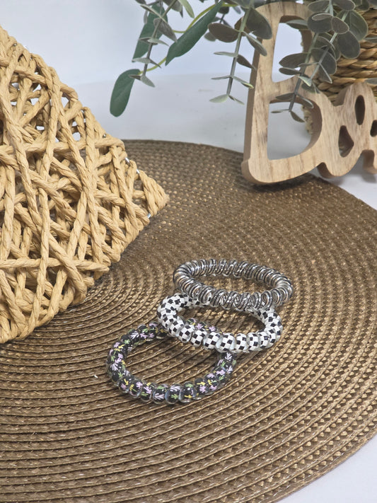 Les Elastiques Spirales - Lots de 3 Elastiques Noir à Motif