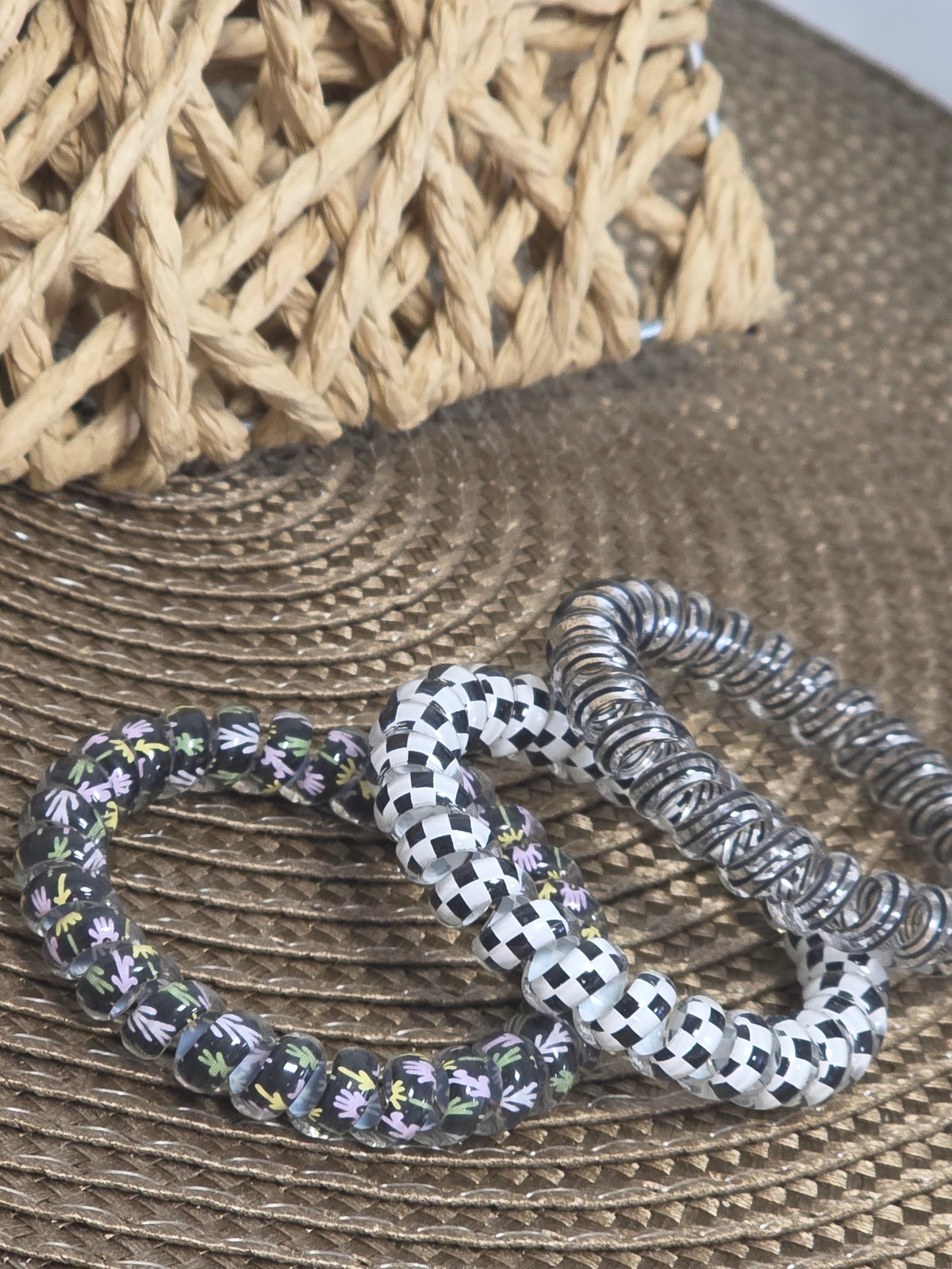 Les Elastiques Spirales - Lots de 3 Elastiques Noir à Motif