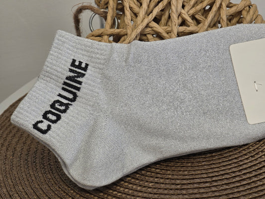 COQUINE - Socquette à Paillette Gris Clair