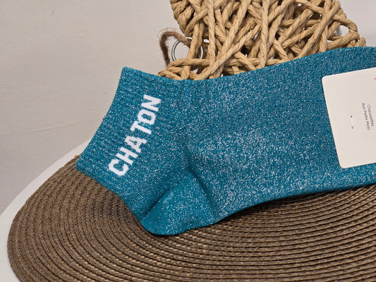 CHATON - Socquette à Paillette Bleu Canard