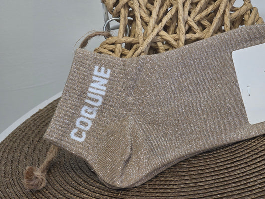 COQUINE - Socquette à Paillette Taupe