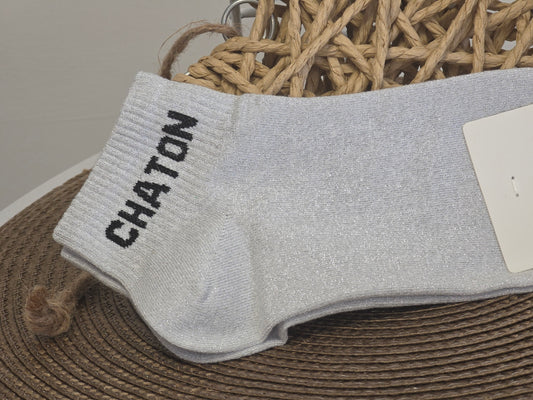 CHATON - Socquette à Paillette Gris Clair