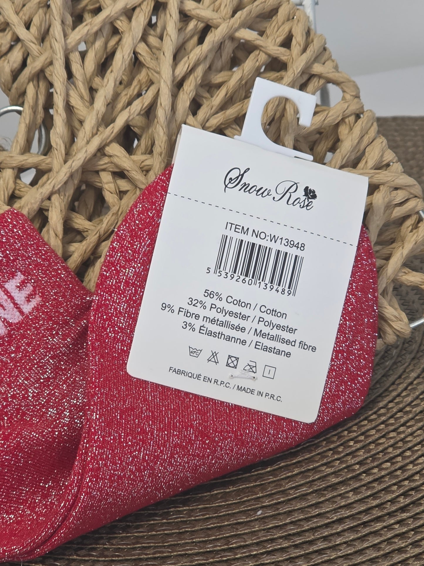 COQUINE - Socquette à Paillette Rouge