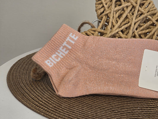 BICHETTE - Socquette à Paillette Pêche