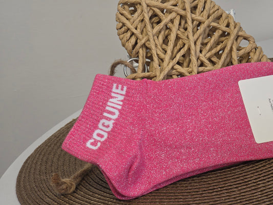 COQUINE - Socquette à Paillette Rose