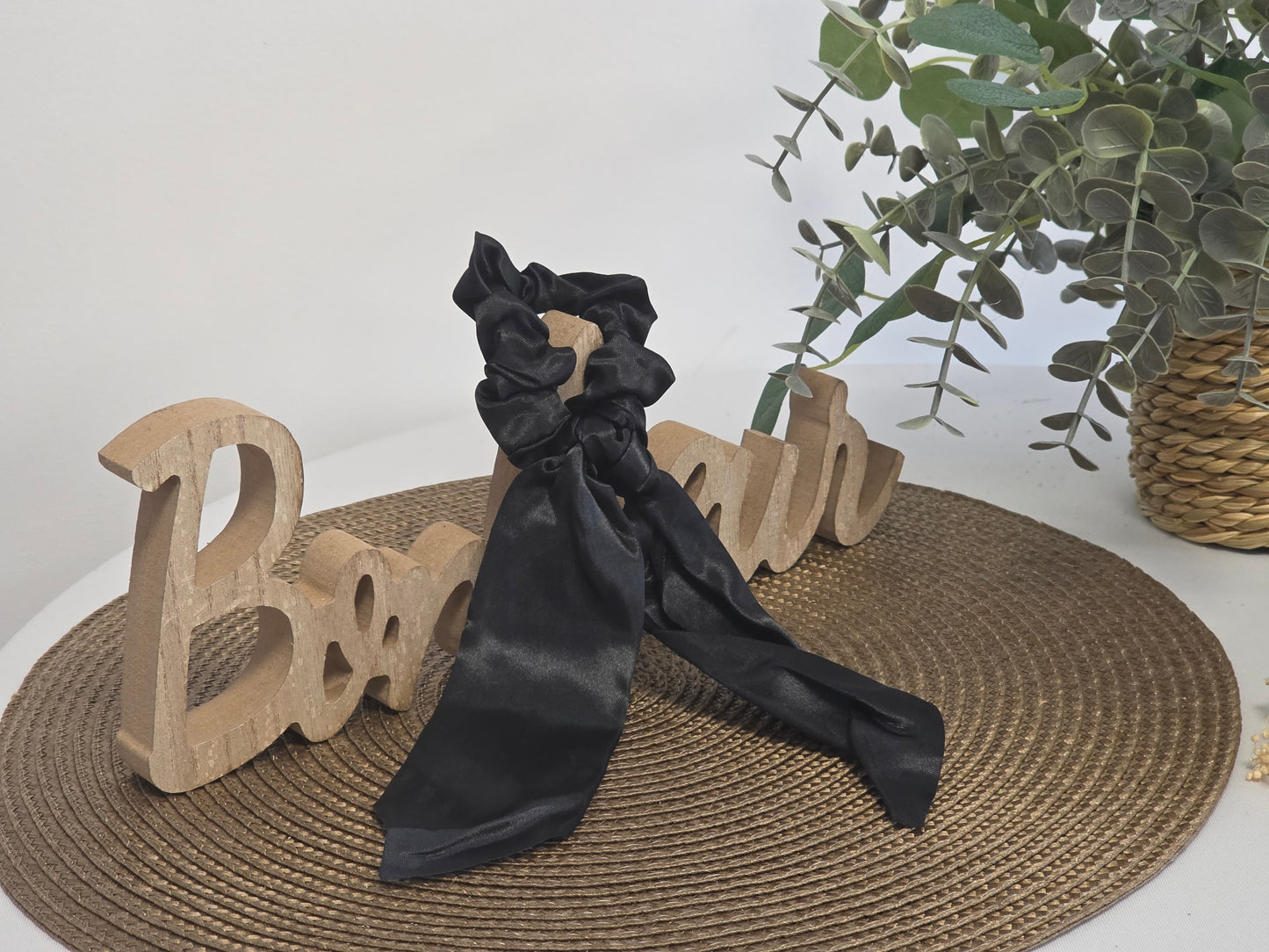 Le Chouchou Foulard Satiné Noir