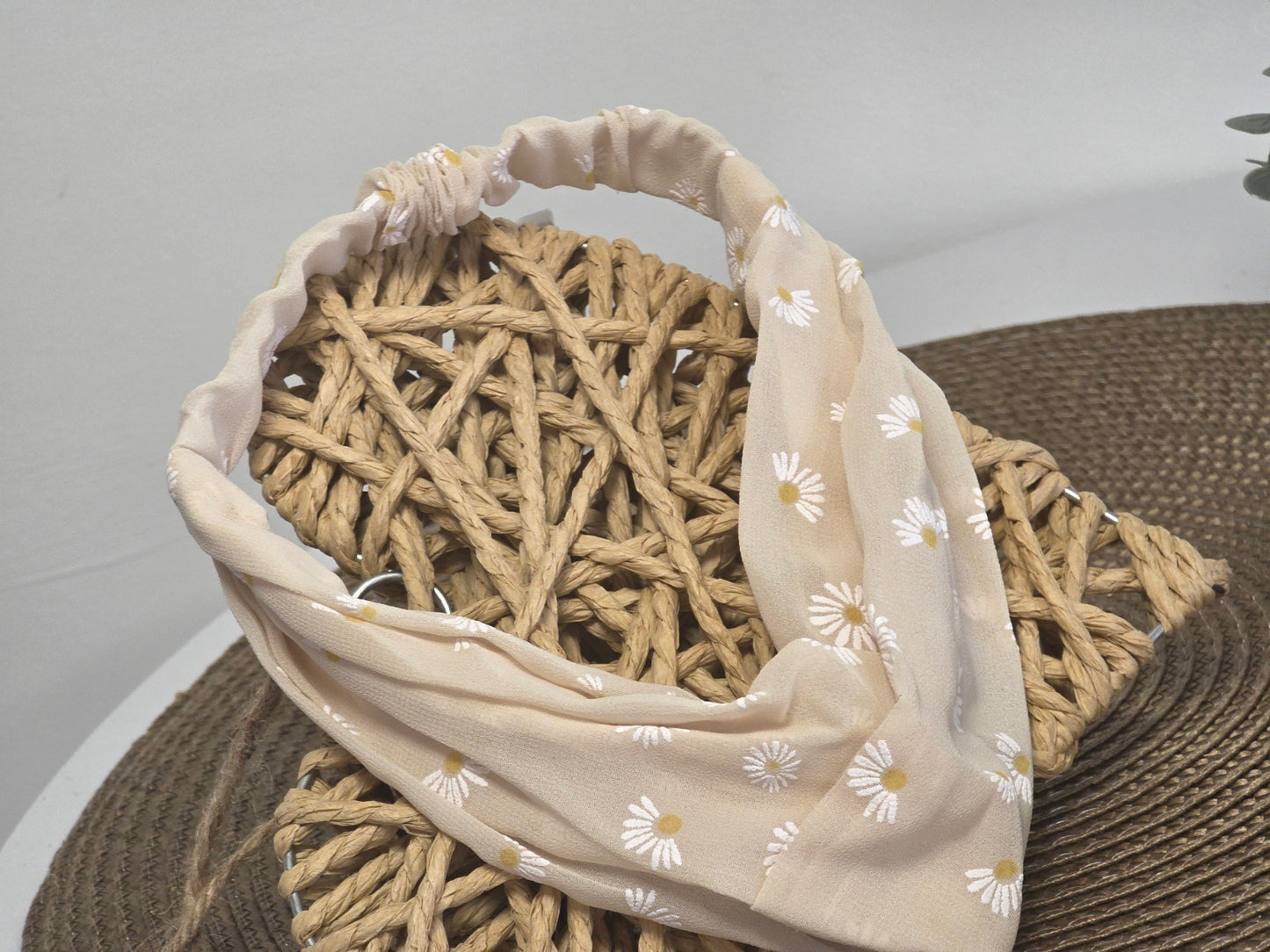 Bandeau Voilage Crème à Fleur Blanche