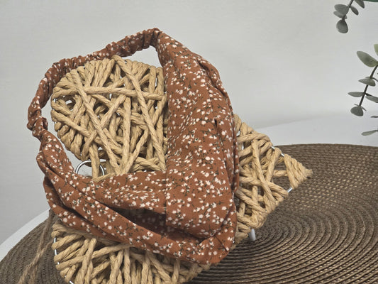 Bandeau Voilage Camel Fleurie