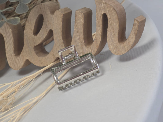 Petite Pince à Cheveux Rectangulaire Argenté