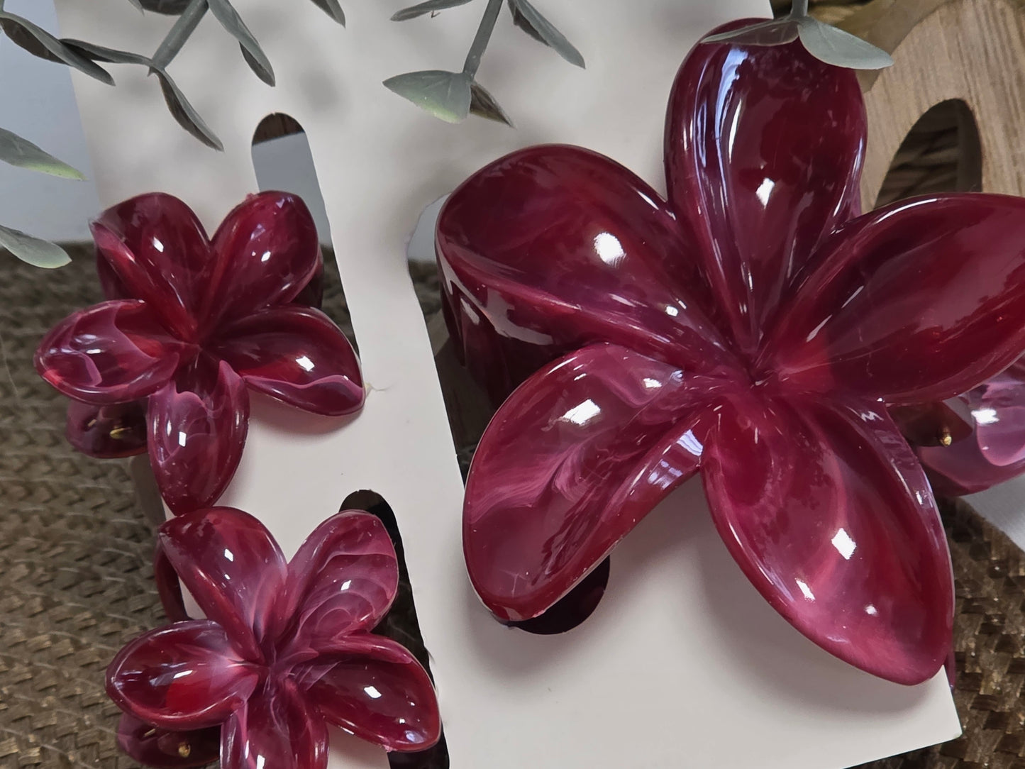 Pince à Cheveux Fleur Rose Violine - Lot de 3