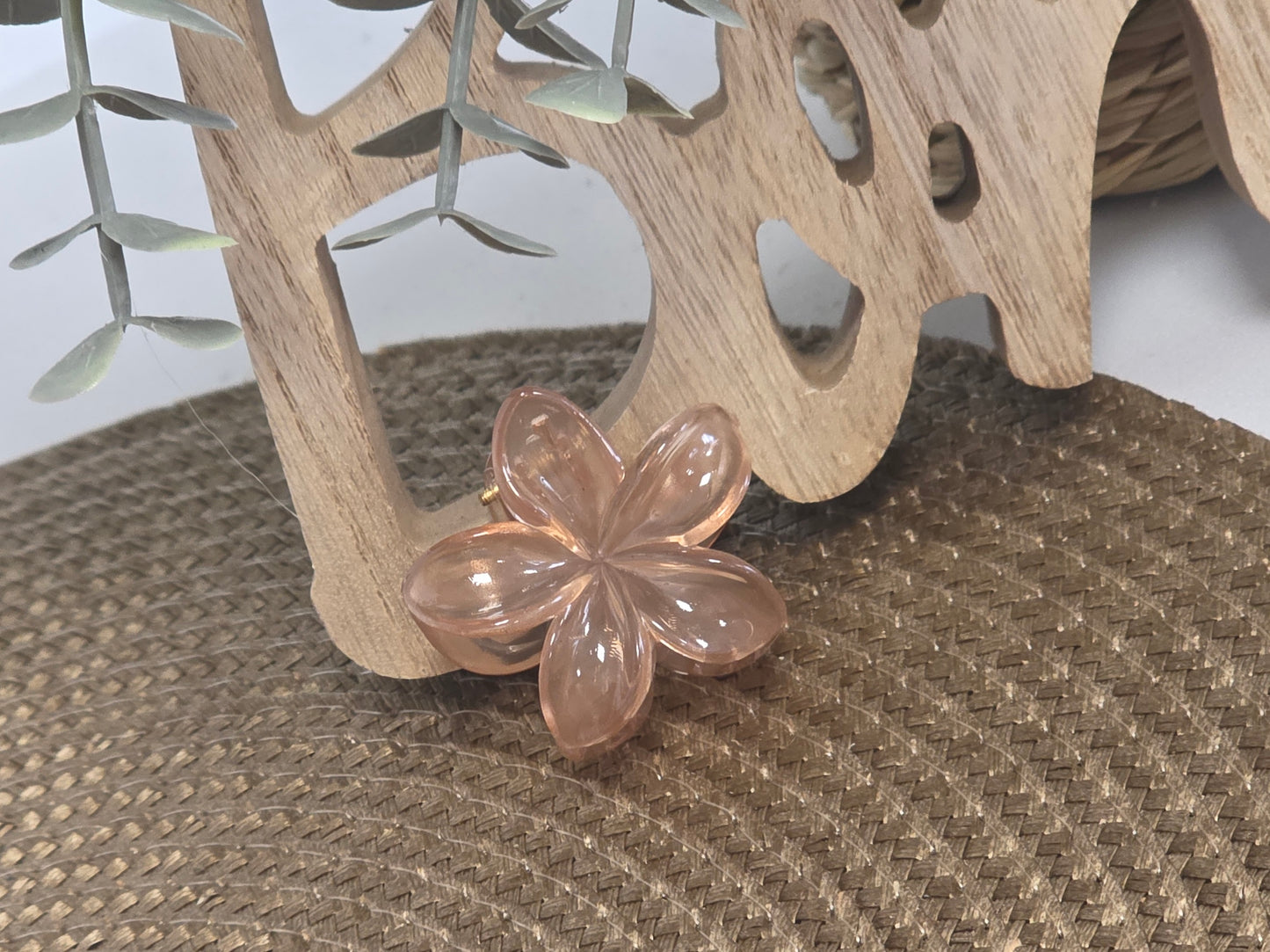 Petite Pince à Cheveux Fleur Taupe Transparent