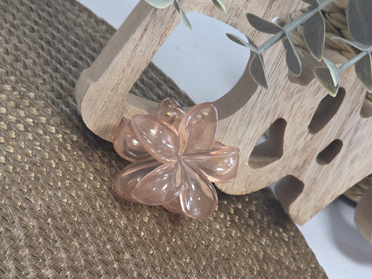 Petite Pince à Cheveux Fleur Taupe Transparent