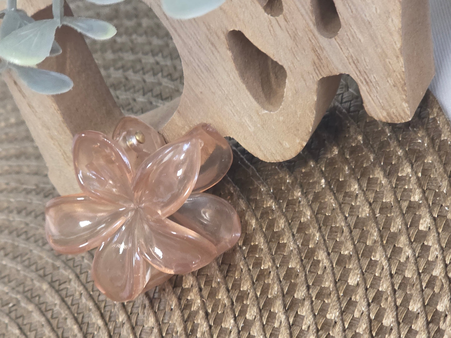Petite Pince à Cheveux Fleur Taupe Transparent