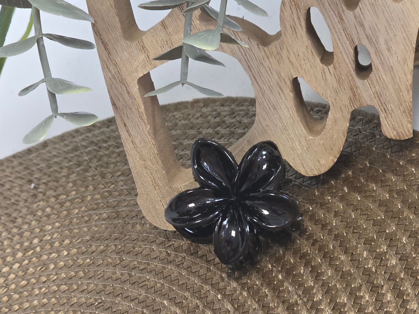 Petite Pince à Cheveux Fleur Noir