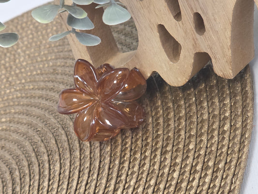 Petite Pince à Cheveux Fleur Marron Transparent