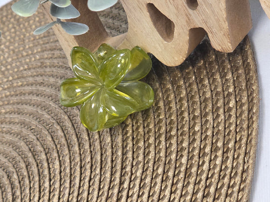 Petite Pince à Cheveux Fleur Vert Transparent