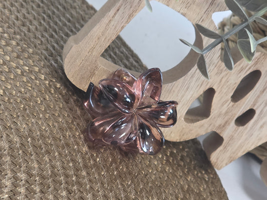 Petite Pince à Cheveux Fleur Marron Noir