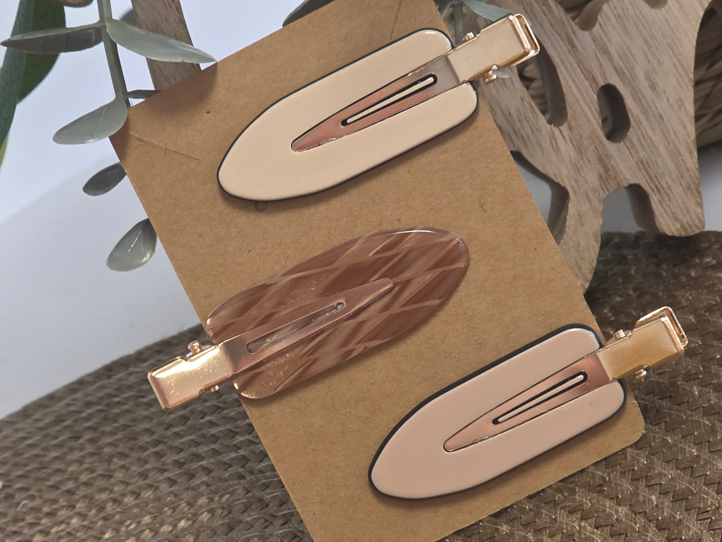Pince à Cheveux Plate Ton Rosé Beige - Lot de 3