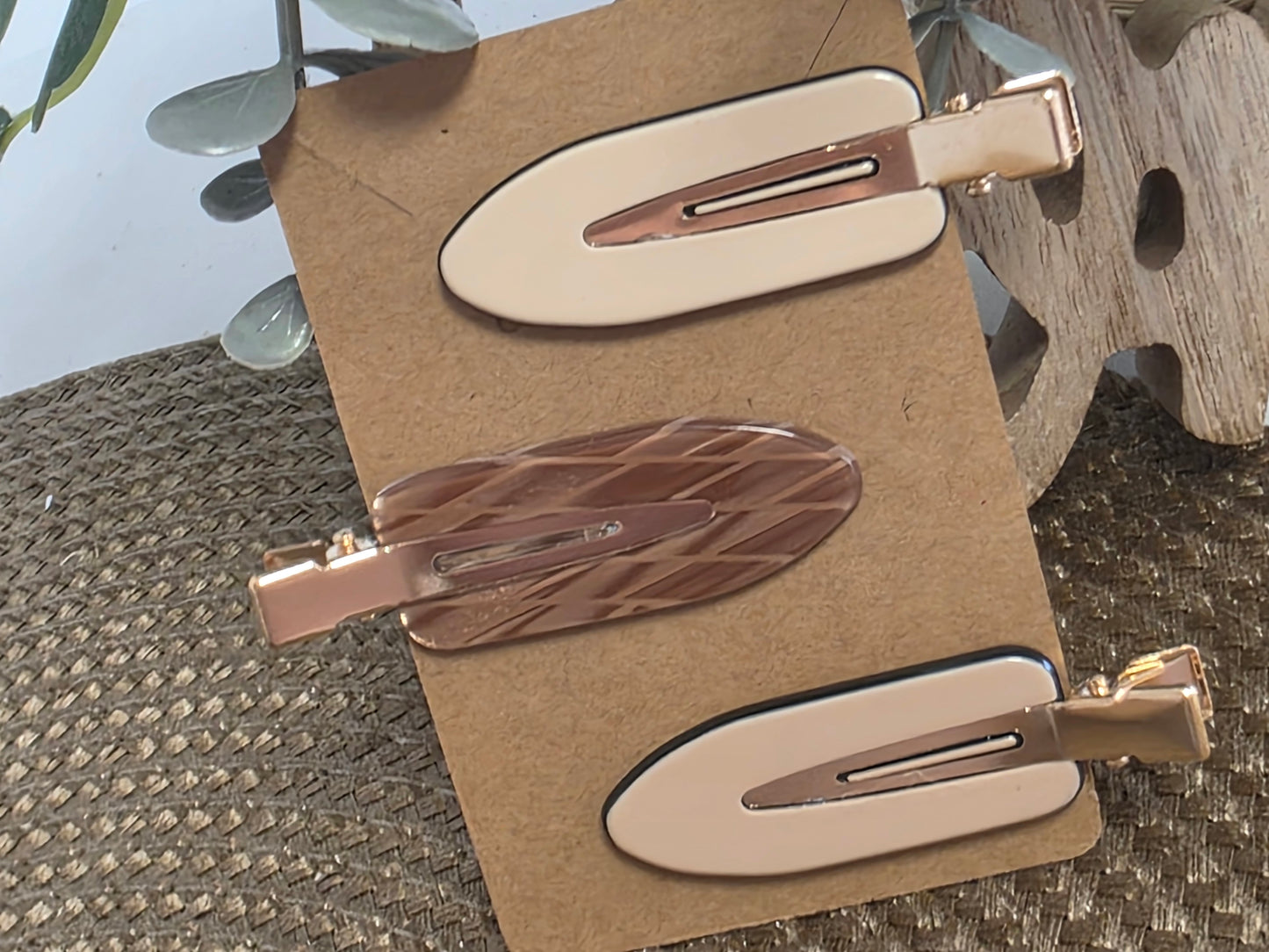 Pince à Cheveux Plate Ton Rosé Beige - Lot de 3