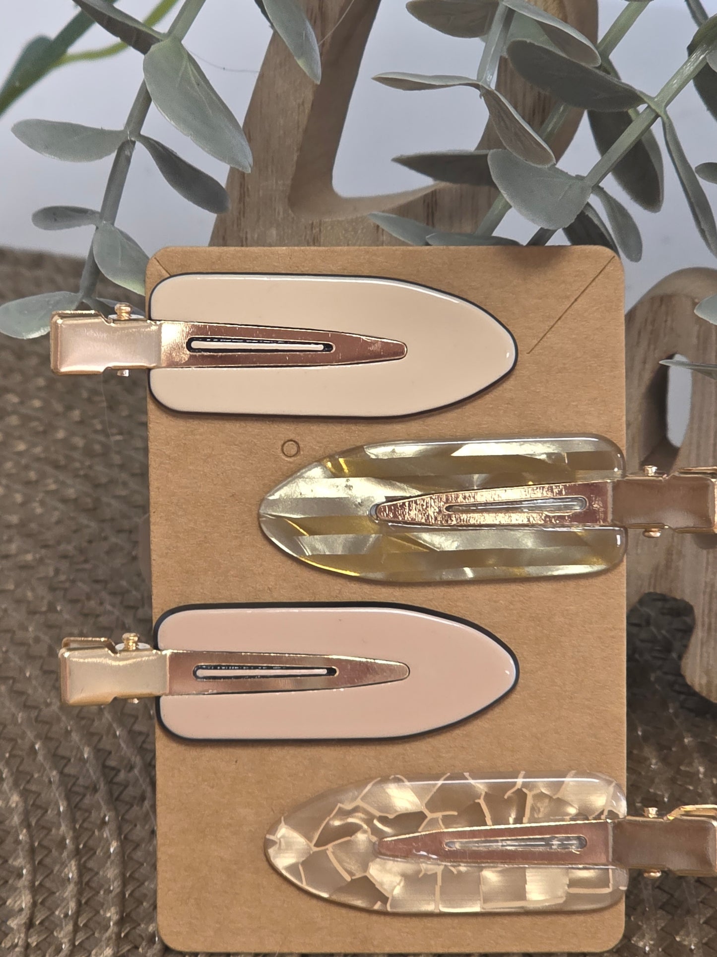 Pince à Cheveux Plate Ton Rosé Beige Doré - Lot de 4