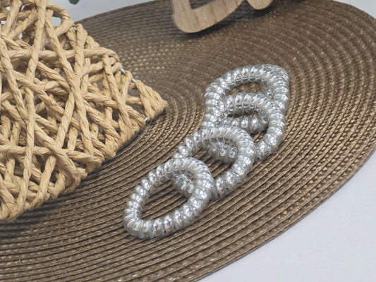 Les Elastiques Spirales - Lots de 5 Elastiques Argentés