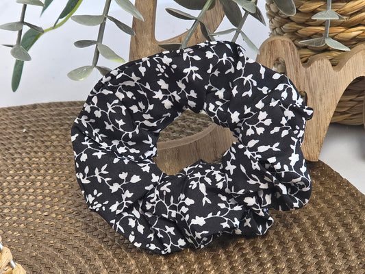 Chouchou Noir Feuille Blanche