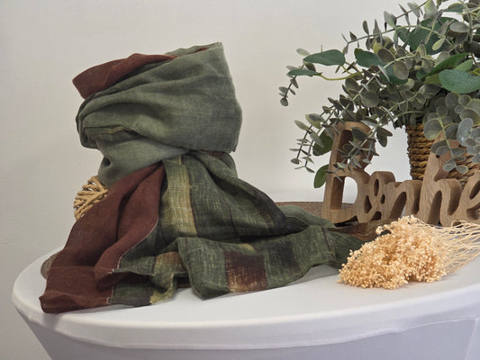 Foulard Femme Automne Hiver Vert Foncé Marron