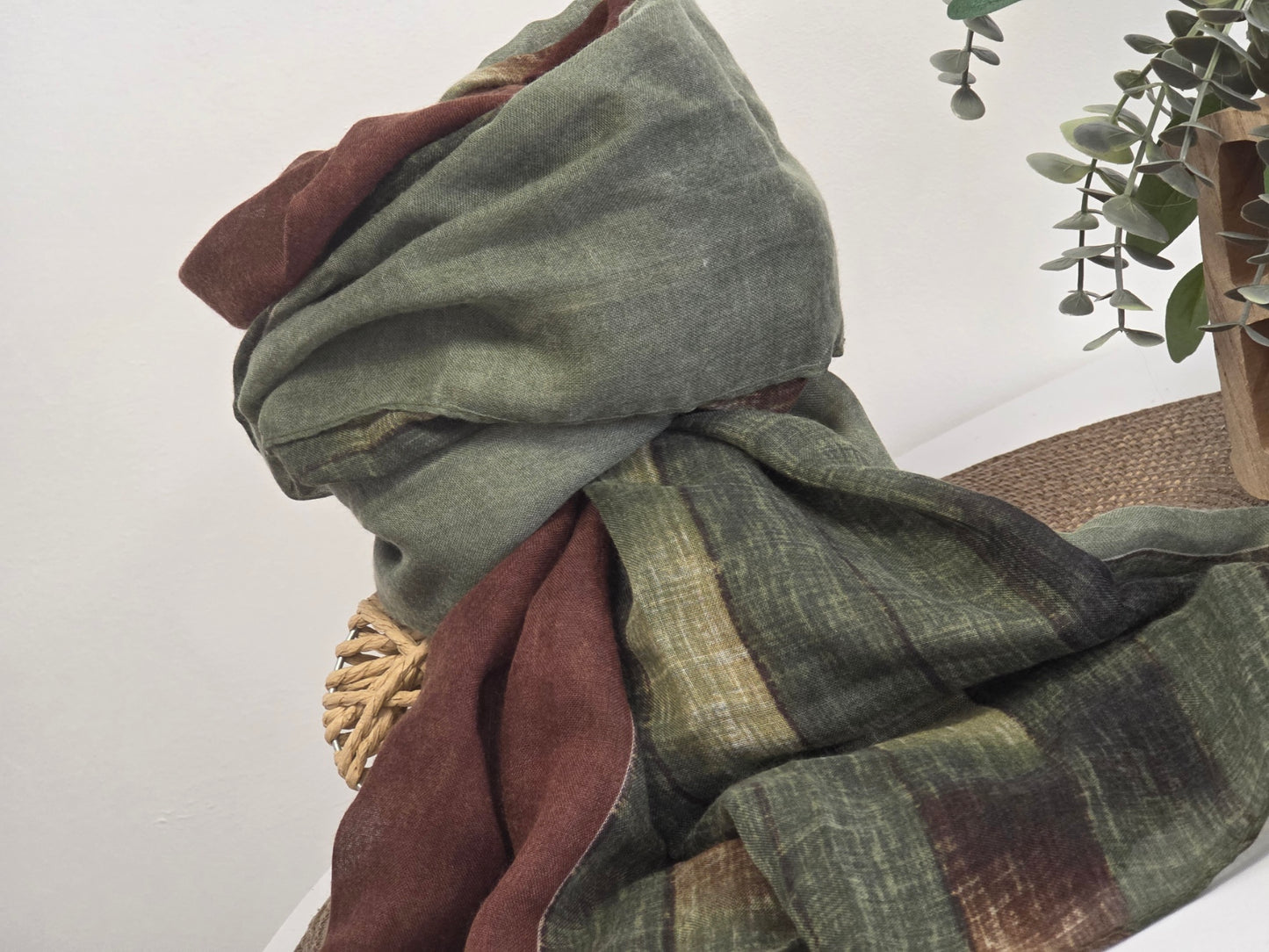 Foulard Femme Automne Hiver Vert Foncé Marron