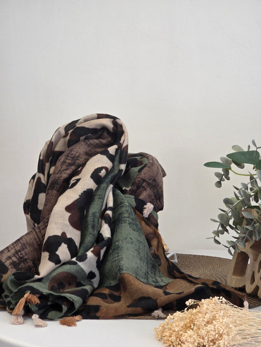 Foulard Femme Automne Hiver Vert Marron