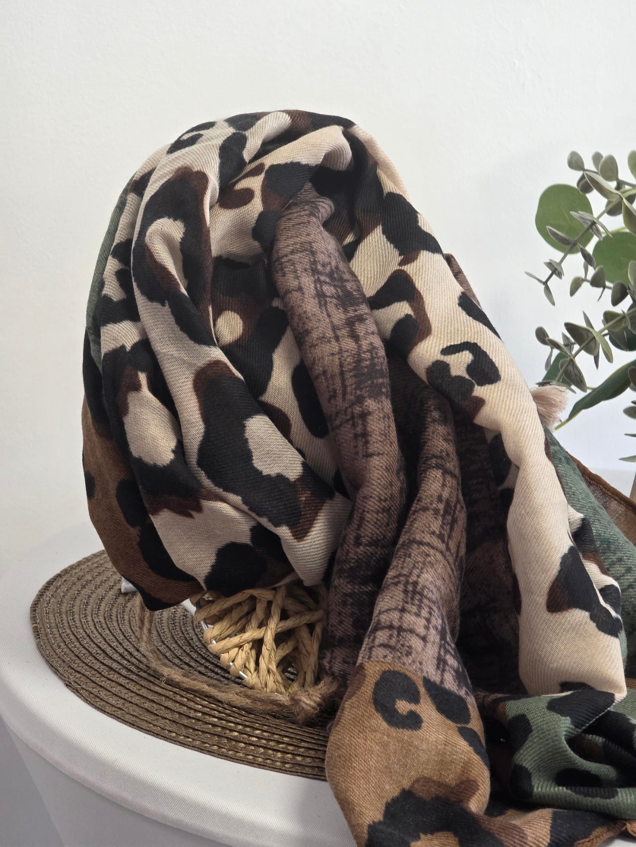 Foulard Femme Automne Hiver Vert Marron