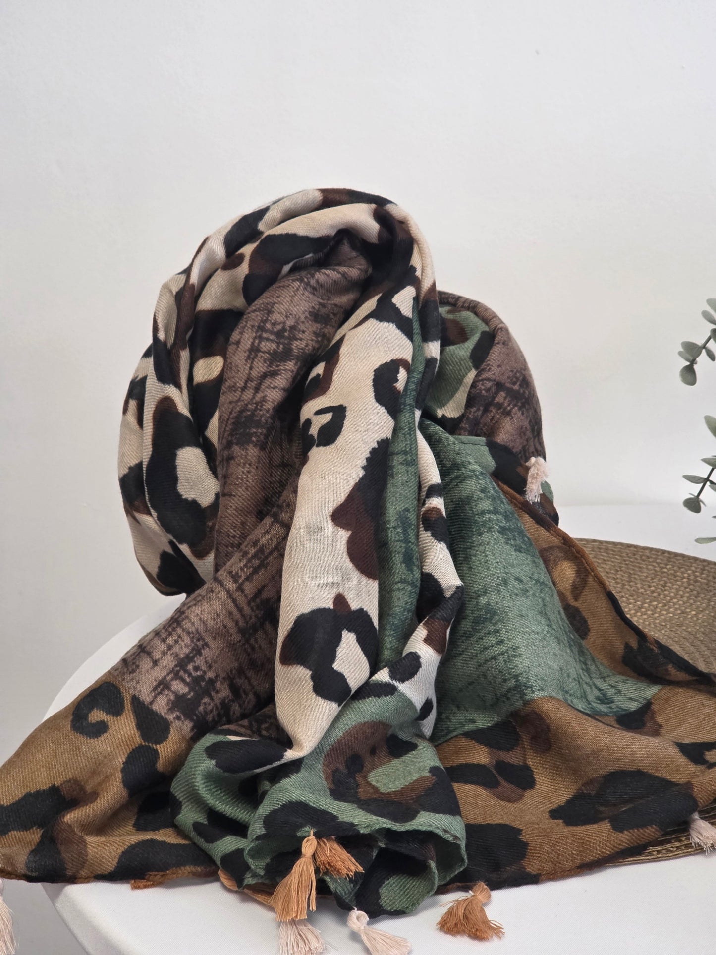 Foulard Femme Automne Hiver Vert Marron