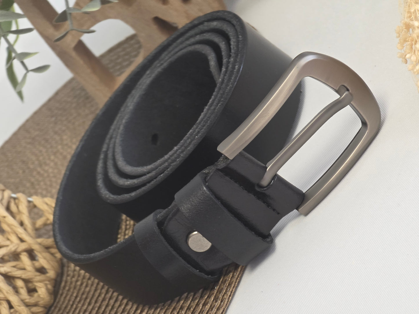 Men's Black Leather Belt